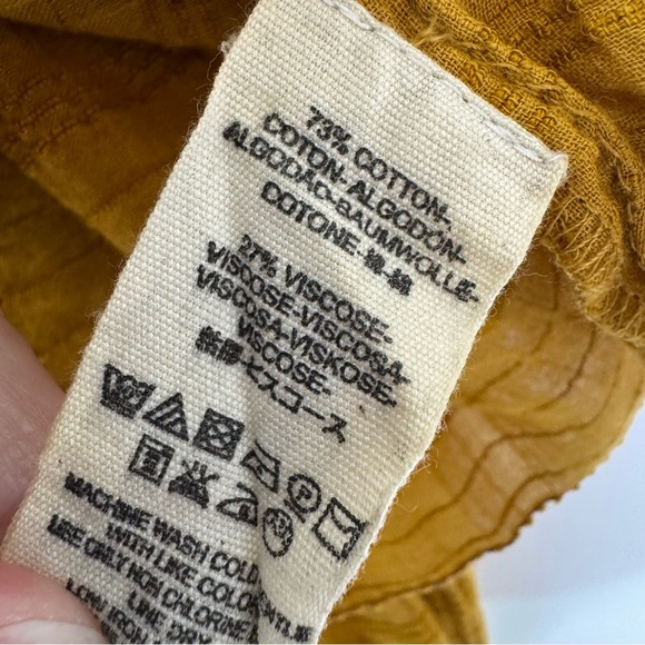 Free People Beaumont Mews Golden Boho Peasant Cotton Crop Top Mustard Size XS - Picture 10 of 13